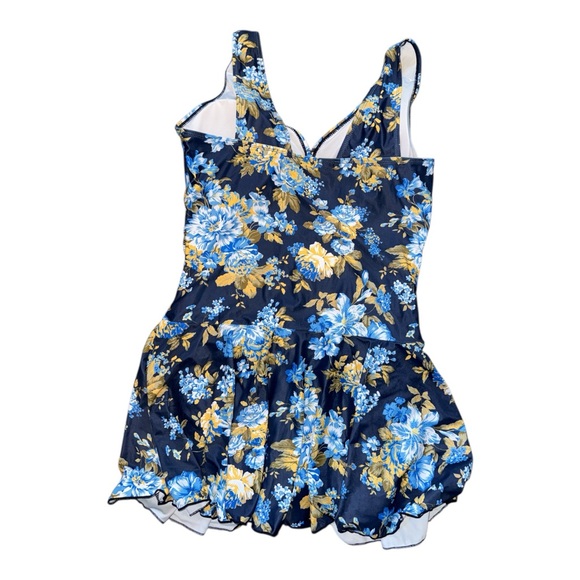 Floral Blue One Piece Swimsuit - Picture 4 of 5